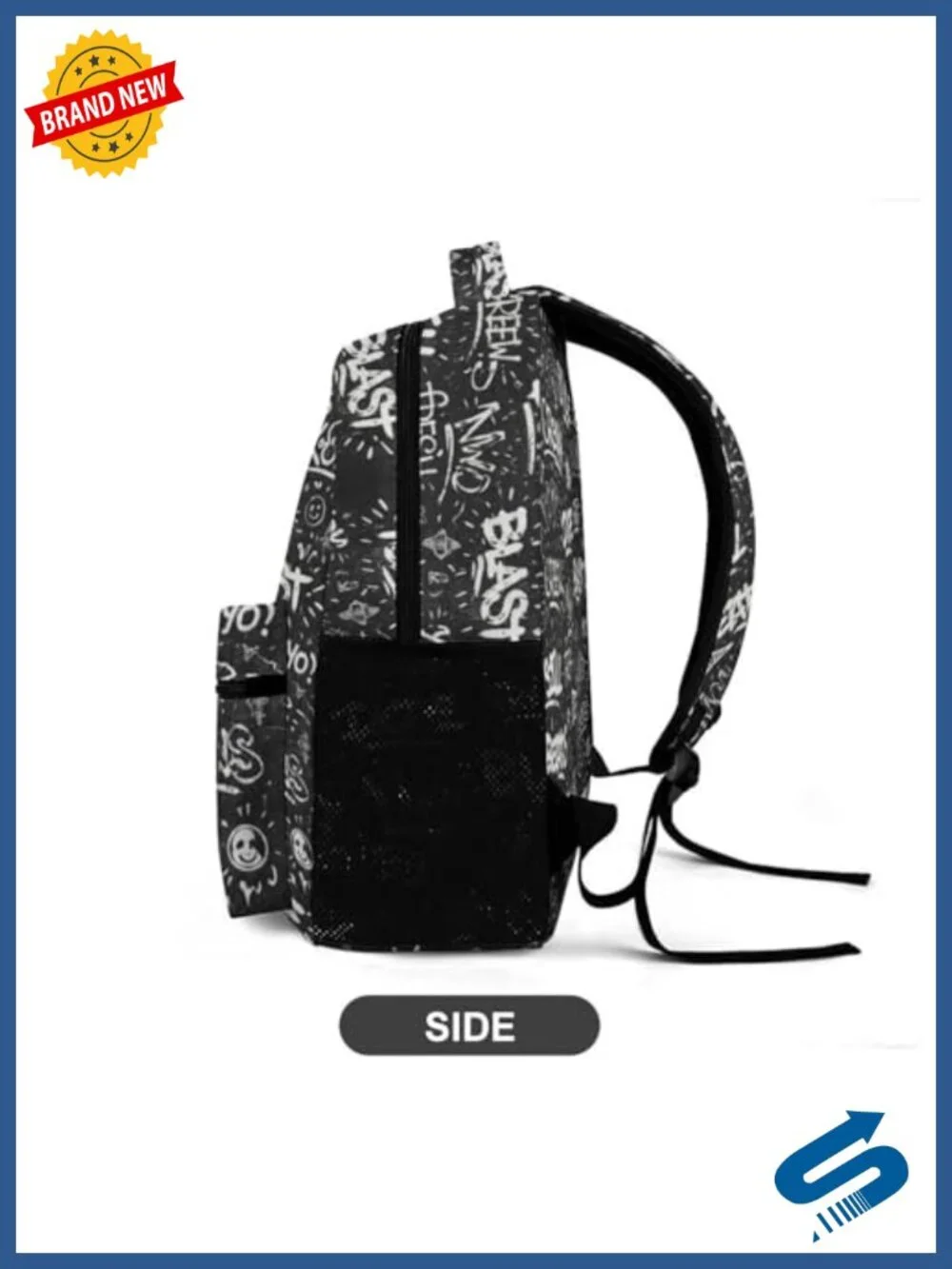 Graffiti Backpack Large Capacity Stylish School Bag Water-Resistant Oxford